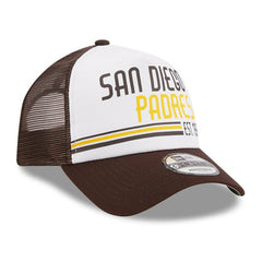 San Diego Padres Stacked A-Frame Trucker 9FORTY Adjustable Hat White/Brown