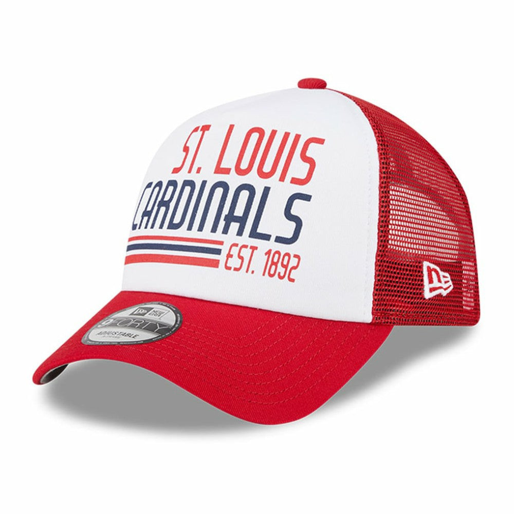 St. Louis Cardinals Stacked A-Frame Trucker 9FORTY Adjustable Hat White/Red