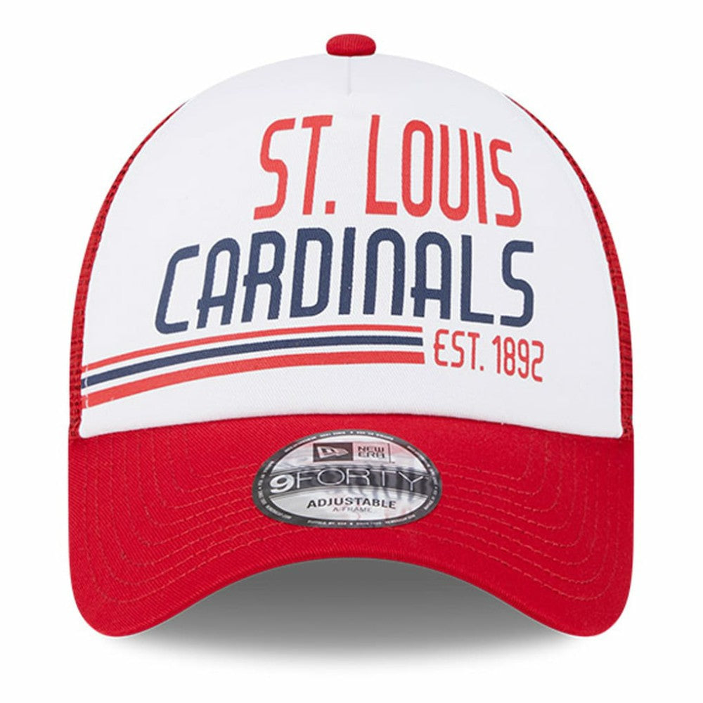 St. Louis Cardinals Stacked A-Frame Trucker 9FORTY Adjustable Hat White/Red