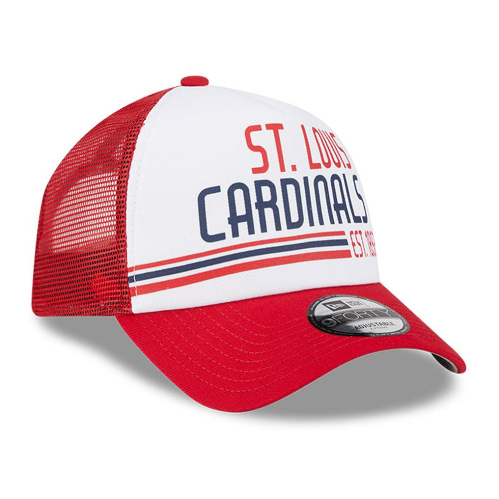 St. Louis Cardinals Stacked A-Frame Trucker 9FORTY Adjustable Hat White/Red