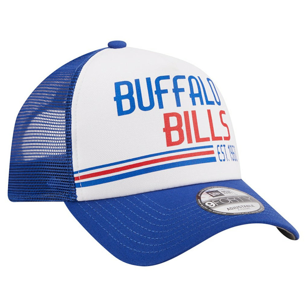 Buffalo Bills New Era Stacked A-Frame Trucker 9FORTY Adjustable Hat - White/Royal on sale