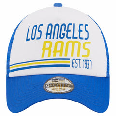 Los Angeles Rams New Era Stacked A-Frame Trucker 9FORTY Adjustable Hat - White/Royal discount
