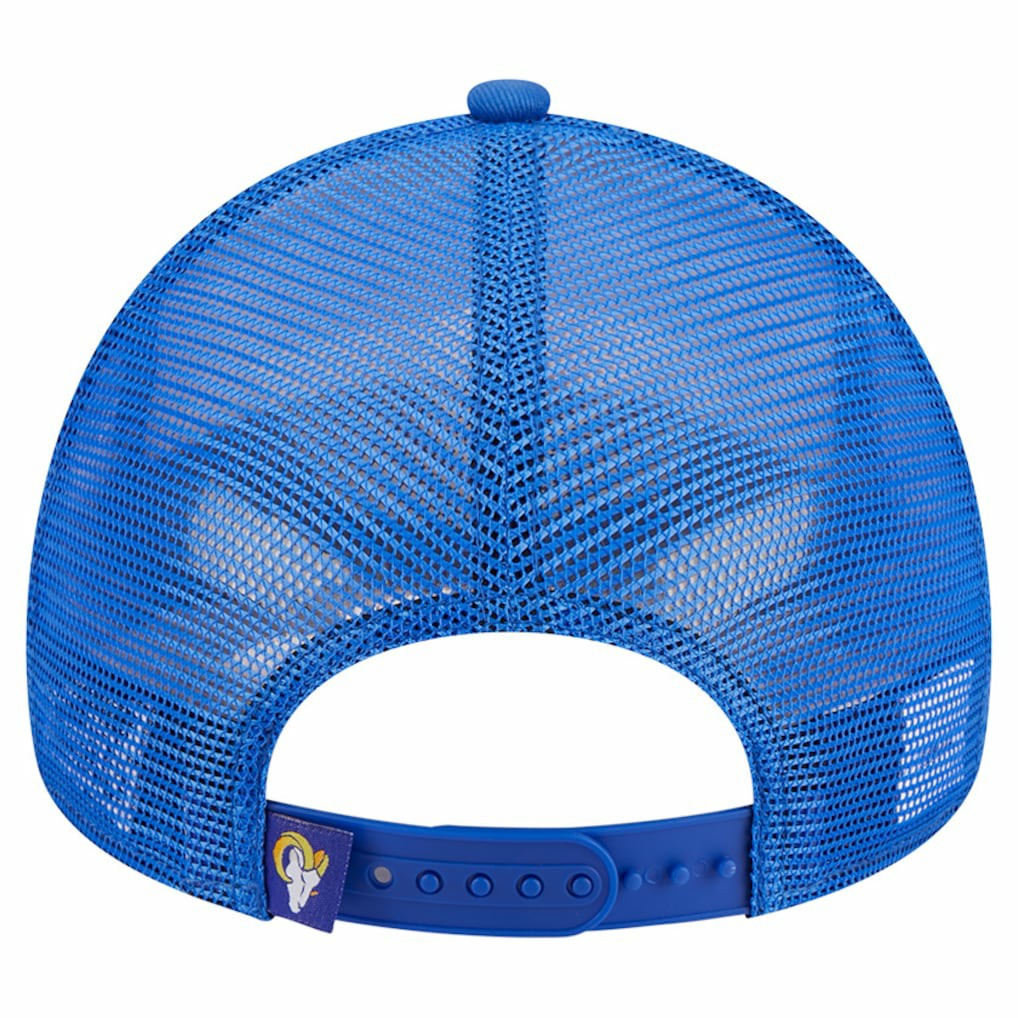 Los Angeles Rams New Era Stacked A-Frame Trucker 9FORTY Adjustable Hat - White/Royal discount