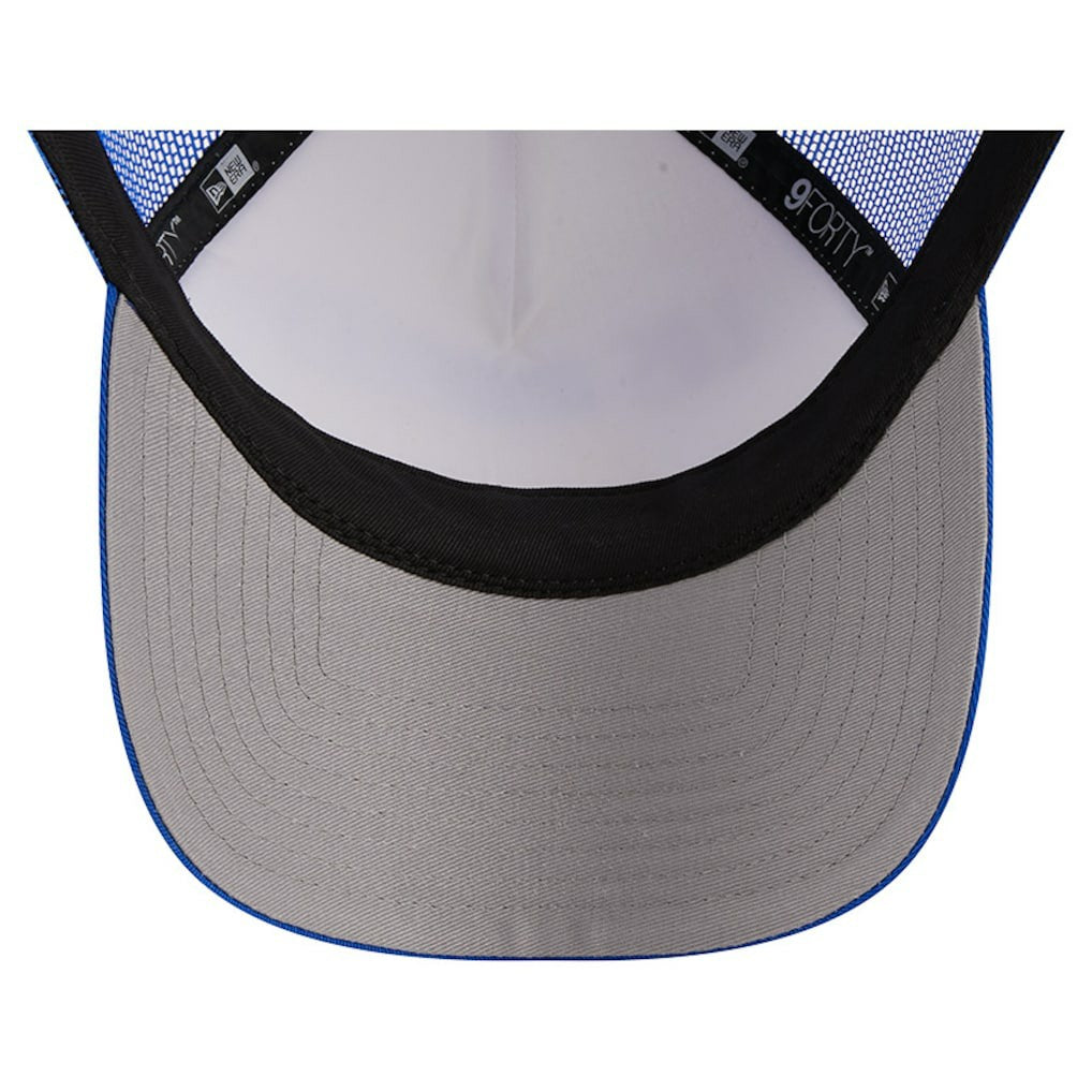 Los Angeles Rams New Era Stacked A-Frame Trucker 9FORTY Adjustable Hat - White/Royal discount