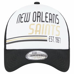 New Orleans Saints New Era Stacked A-Frame Trucker 9FORTY Adjustable Hat - White/Black for sale