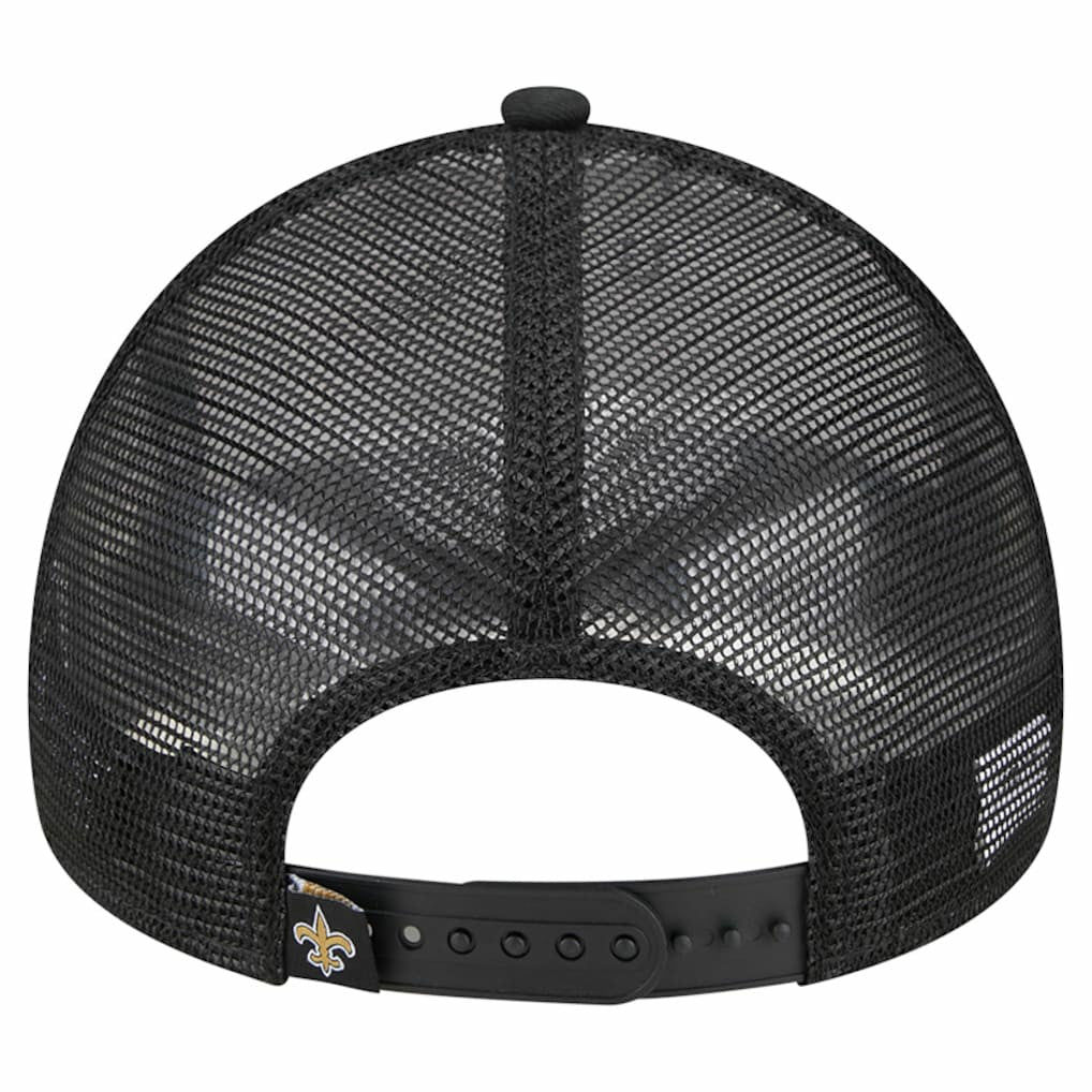 New Orleans Saints New Era Stacked A-Frame Trucker 9FORTY Adjustable Hat - White/Black for sale