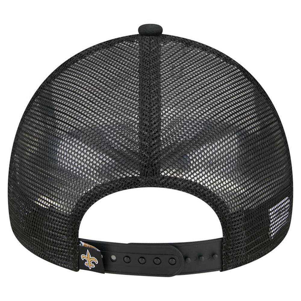 New Orleans Saints New Era Stacked A-Frame Trucker 9FORTY Adjustable Hat - White/Black for sale