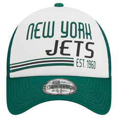 New York Jets New Era Stacked A-Frame Trucker 9FORTY Adjustable Hat - White/Green cheap