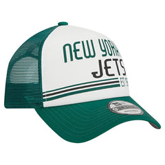 New York Jets New Era Stacked A-Frame Trucker 9FORTY Adjustable Hat - White/Green cheap