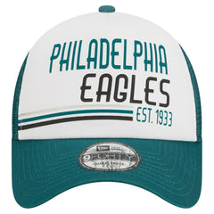 Philadelphia Eagles New Era Stacked A-Frame Trucker 9FORTY Adjustable Hat - White/Midnight Green outlet