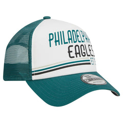 Philadelphia Eagles New Era Stacked A-Frame Trucker 9FORTY Adjustable Hat - White/Midnight Green outlet