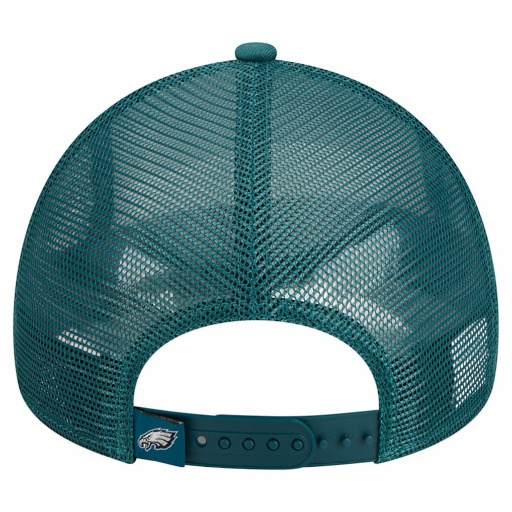 Philadelphia Eagles New Era Stacked A-Frame Trucker 9FORTY Adjustable Hat - White/Midnight Green outlet