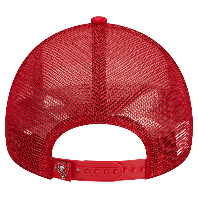 Tampa Bay Buccaneers New Era Stacked A-Frame Trucker 9FORTY Adjustable Hat - White/Red cheap