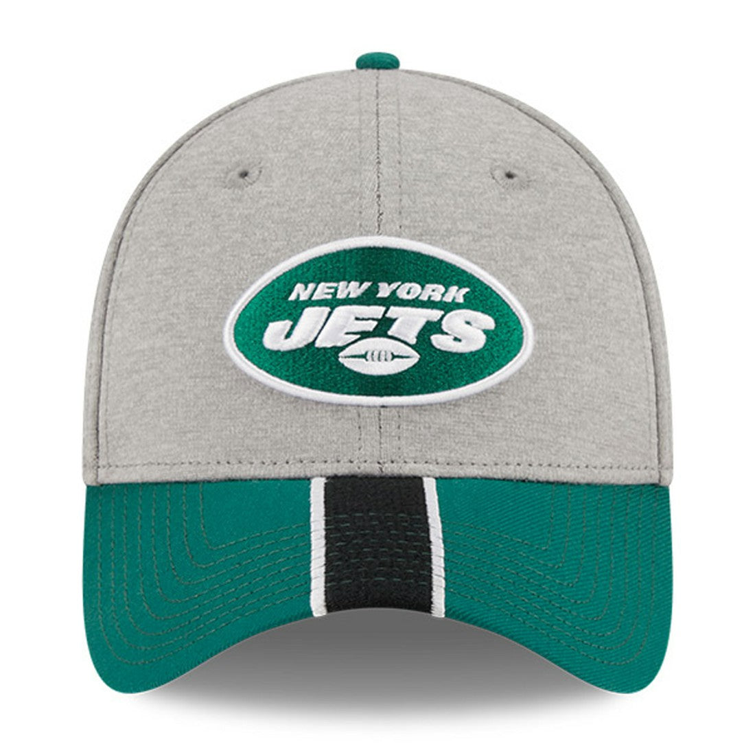 New York Jets New Era Striped 39THIRTY Flex Hat - Heather Gray/Green for sale