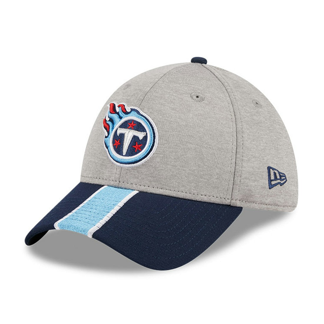 Tennessee Titans New Era Striped 39THIRTY Flex Hat - Heather Gray/Navy for sale