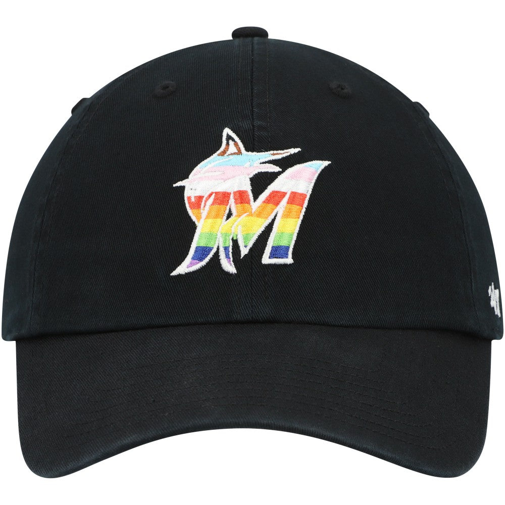 Miami Marlins Team Pride Clean Up Adjustable Hat Black