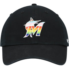 Miami Marlins Team Pride Clean Up Adjustable Hat Black