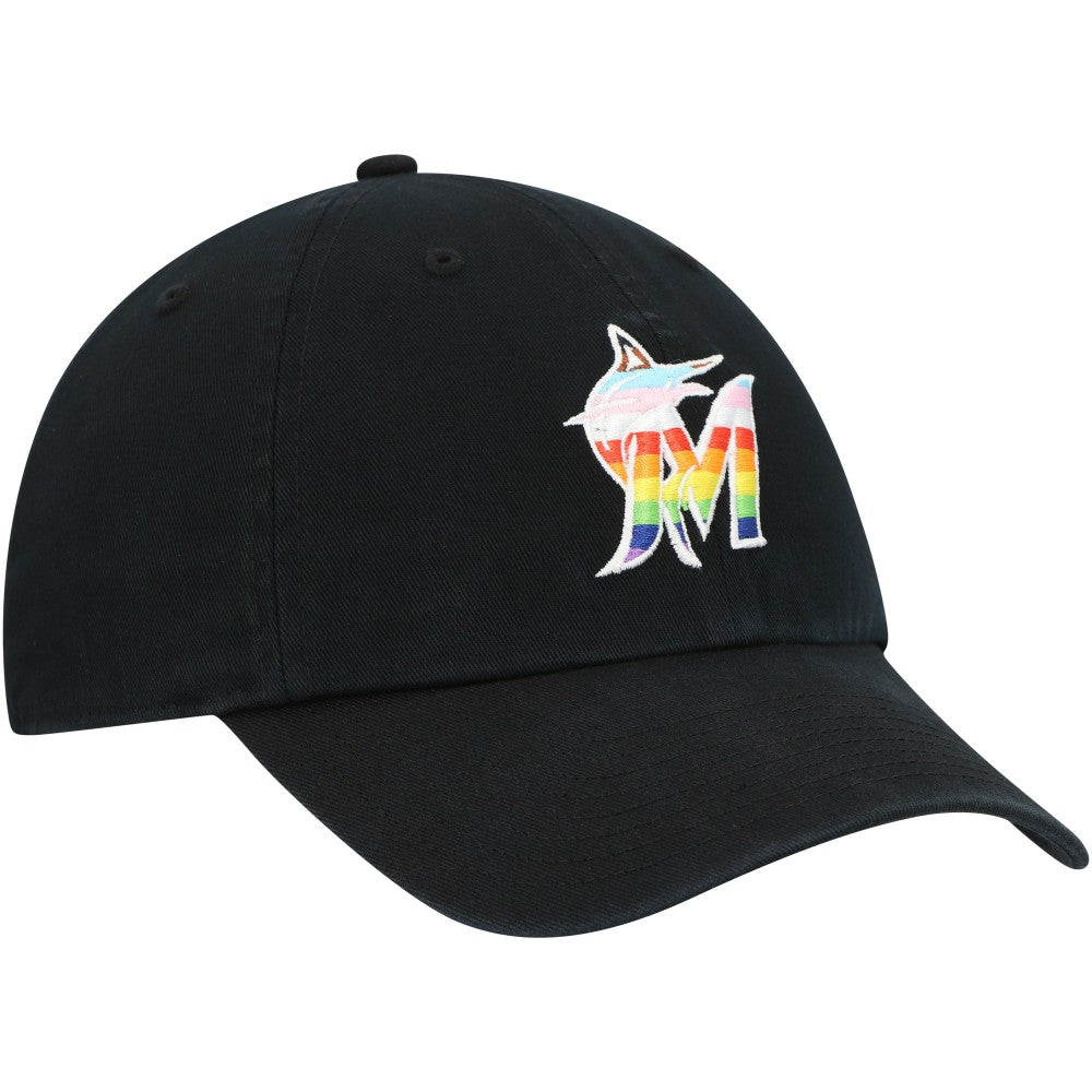 Miami Marlins Team Pride Clean Up Adjustable Hat Black
