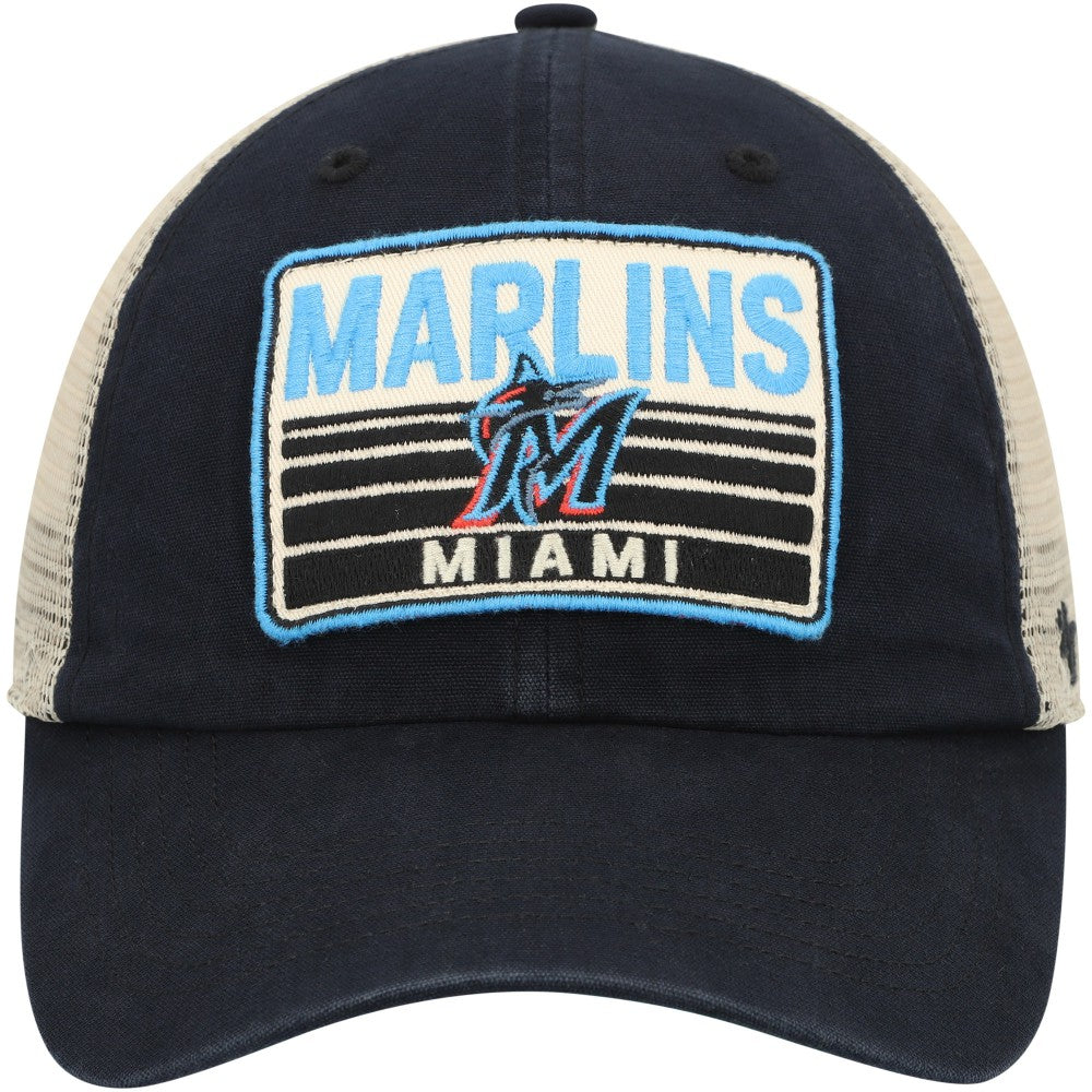 Miami Marlins Four Stroke Clean Up Trucker Snapback Hat Black