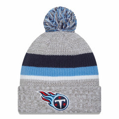 Tennessee Titans New Era Cuffed Knit Hat with Pom - Heather Gray for sale