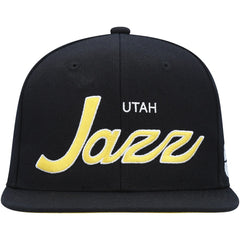 Utah Jazz Hardwood Classics Script 2.0 Snapback Hat - Black shop