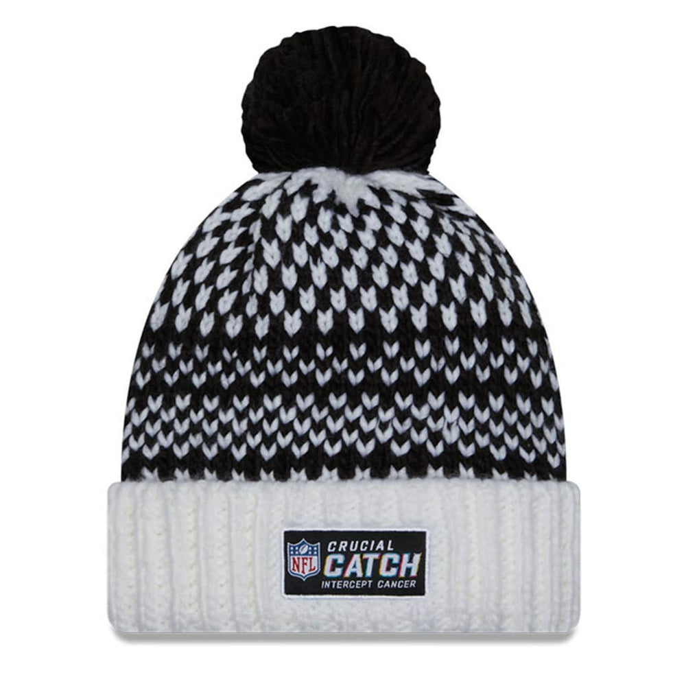 Cleveland Browns New Era Women's 2023 NFL Crucial Catch Cuffed Pom Knit Hat - Black/White cheap