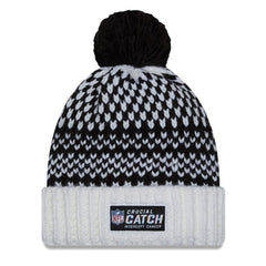 Cleveland Browns New Era Women's 2023 NFL Crucial Catch Cuffed Pom Knit Hat - Black/White cheap