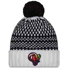 Los Angeles Rams New Era Women's 2023 NFL Crucial Catch Cuffed Pom Knit Hat - Black/White online
