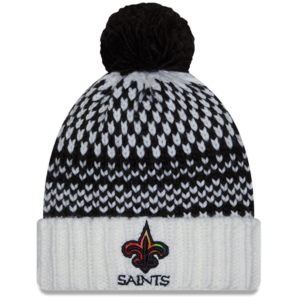 New Orleans Saints New Era Women's 2023 NFL Crucial Catch Cuffed Pom Knit Hat - Black/White online