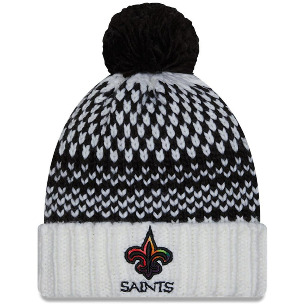 New Orleans Saints New Era Women's 2023 NFL Crucial Catch Cuffed Pom Knit Hat - Black/White online