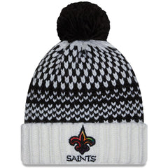 New Orleans Saints New Era Women's 2023 NFL Crucial Catch Cuffed Pom Knit Hat - Black/White online
