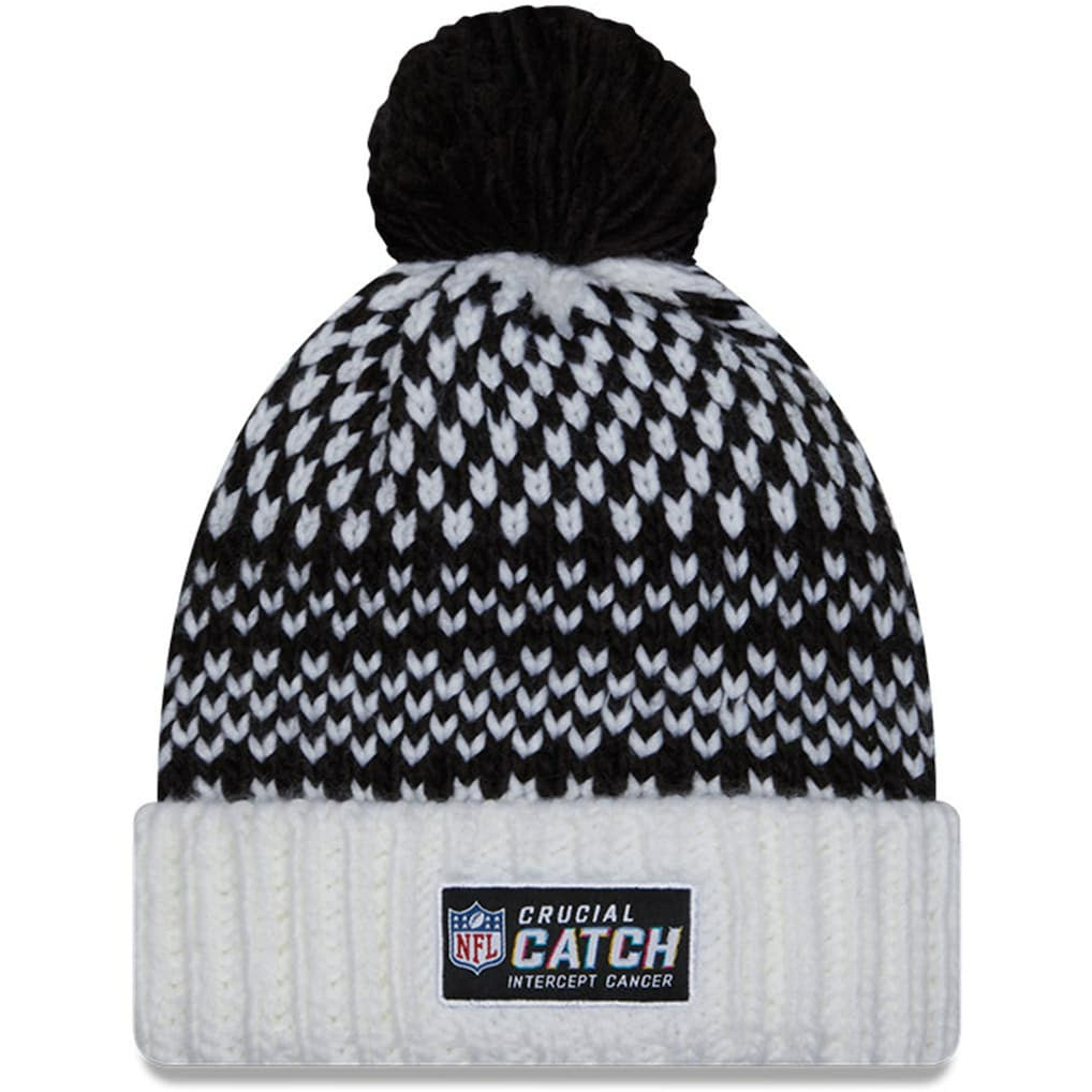 New Orleans Saints New Era Women's 2023 NFL Crucial Catch Cuffed Pom Knit Hat - Black/White online
