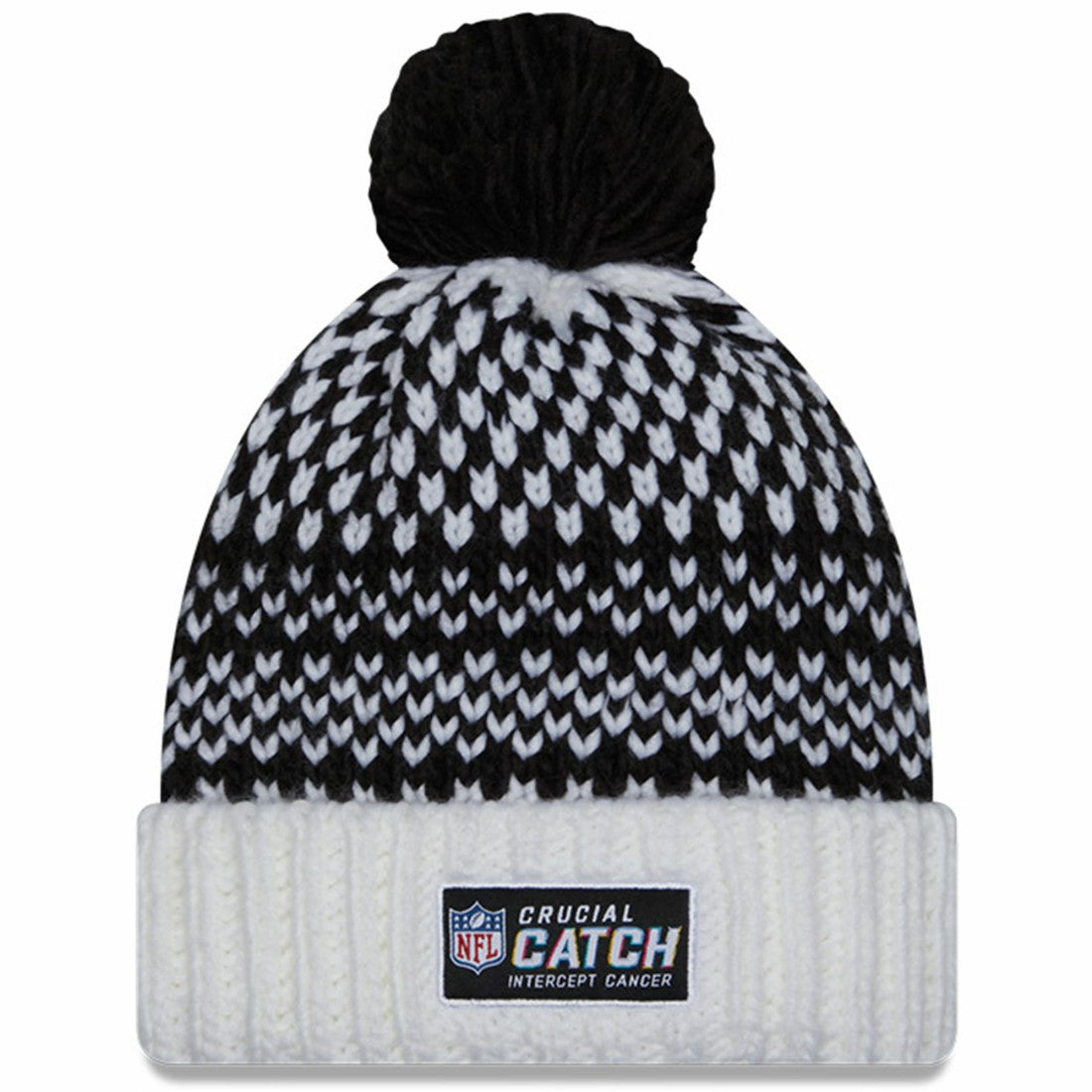 Tampa Bay Buccaneers New Era Women's 2023 NFL Crucial Catch Cuffed Pom Knit Hat - Black/White for sale