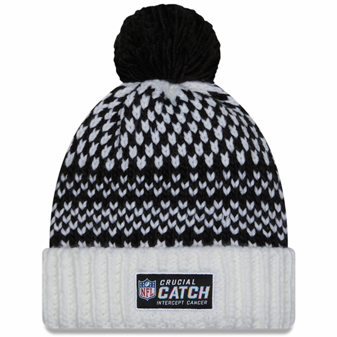 Tennessee Titans New Era Women's 2023 NFL Crucial Catch Cuffed Pom Knit Hat - Black/White for sale