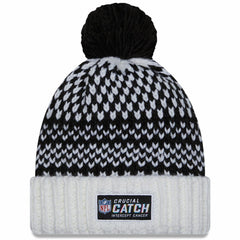 Tennessee Titans New Era Women's 2023 NFL Crucial Catch Cuffed Pom Knit Hat - Black/White for sale