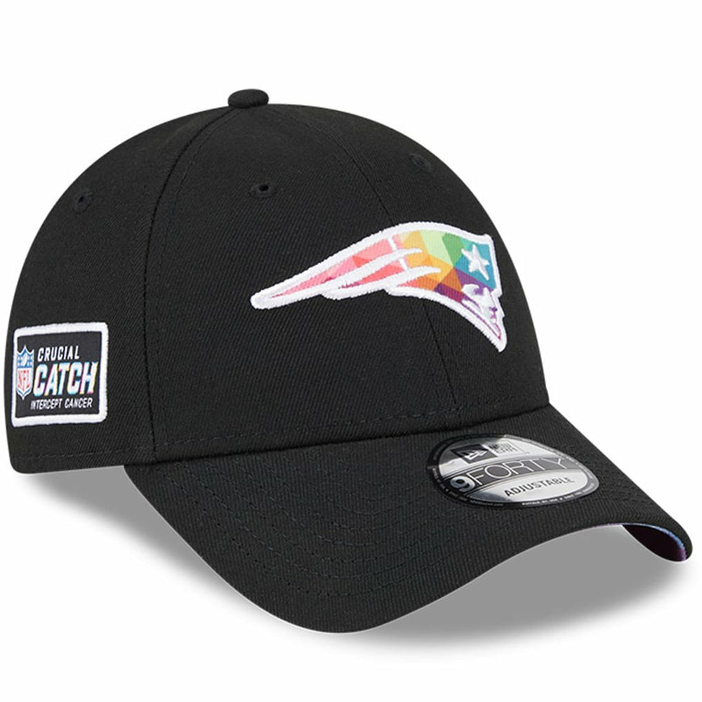 New England Patriots New Era 2023 NFL Crucial Catch 9FORTY Adjustable Hat - Black on sale