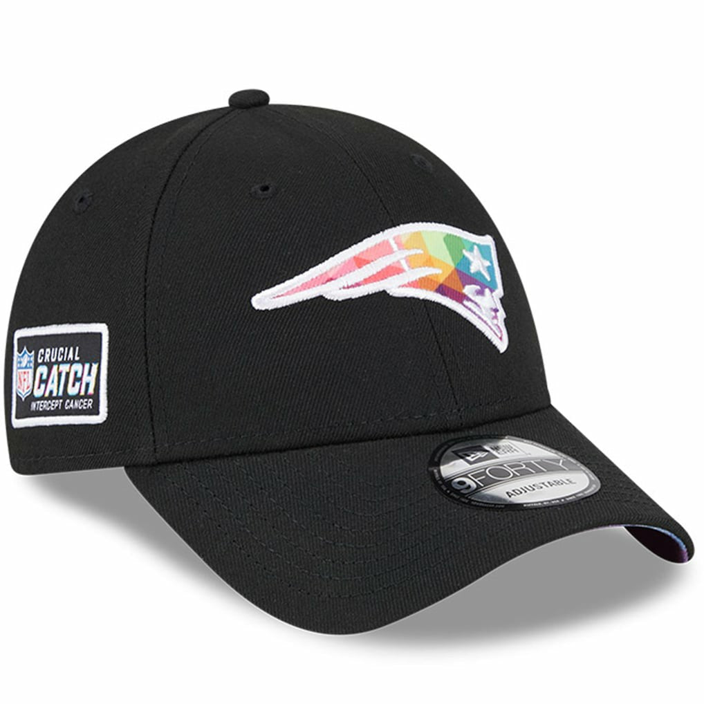 New England Patriots New Era 2023 NFL Crucial Catch 9FORTY Adjustable Hat - Black on sale