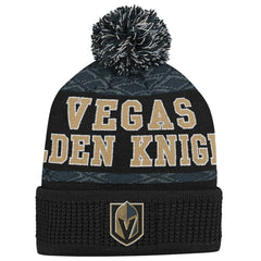Vegas Golden Knights Youth Puck Cuffed Knit Hat with Pom - Black Hats