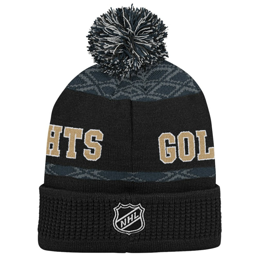 Vegas Golden Knights Youth Puck Cuffed Knit Hat with Pom - Black Hats