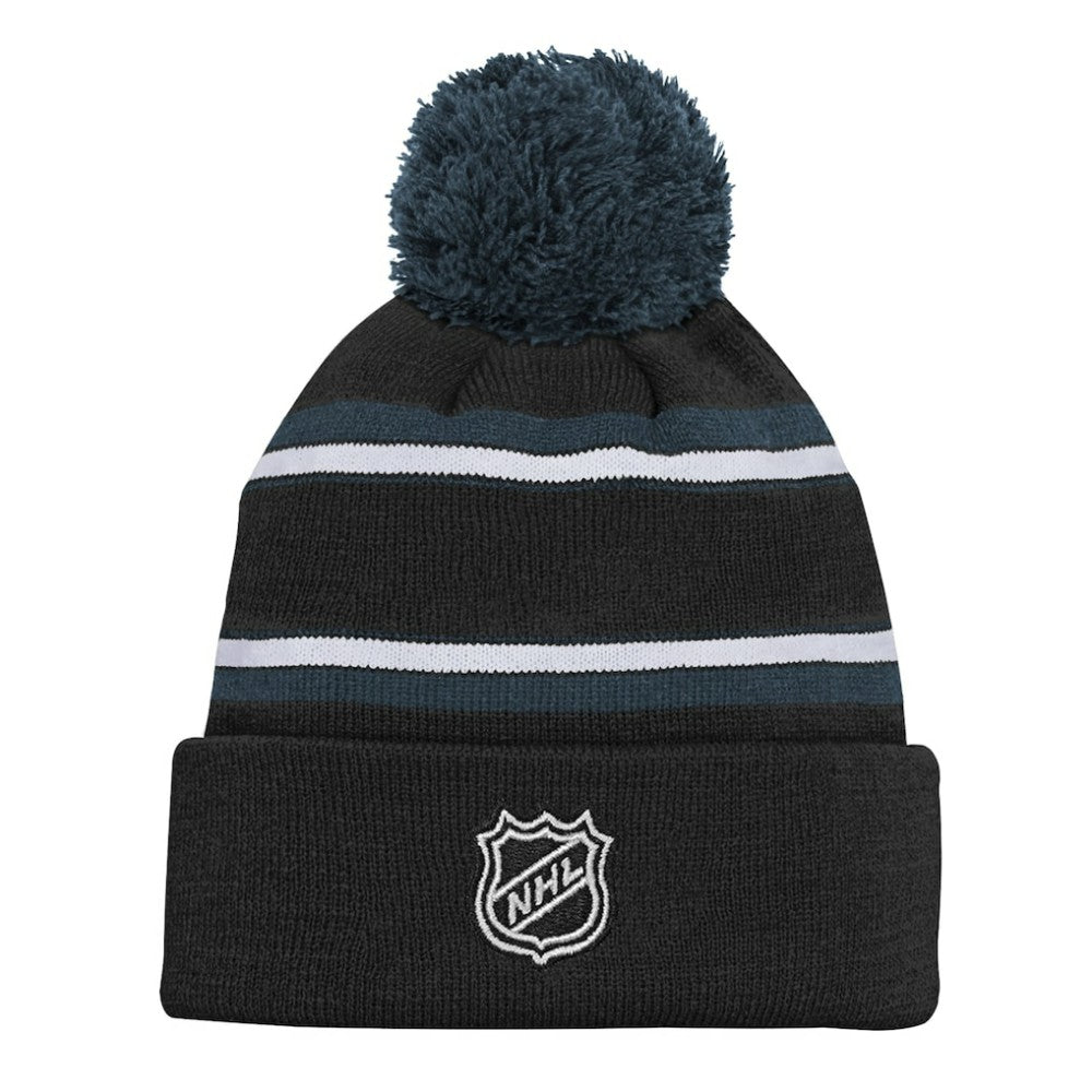 Vegas Golden Knights Youth Jacquard Cuffed Knit Hat with Pom - Black Hats
