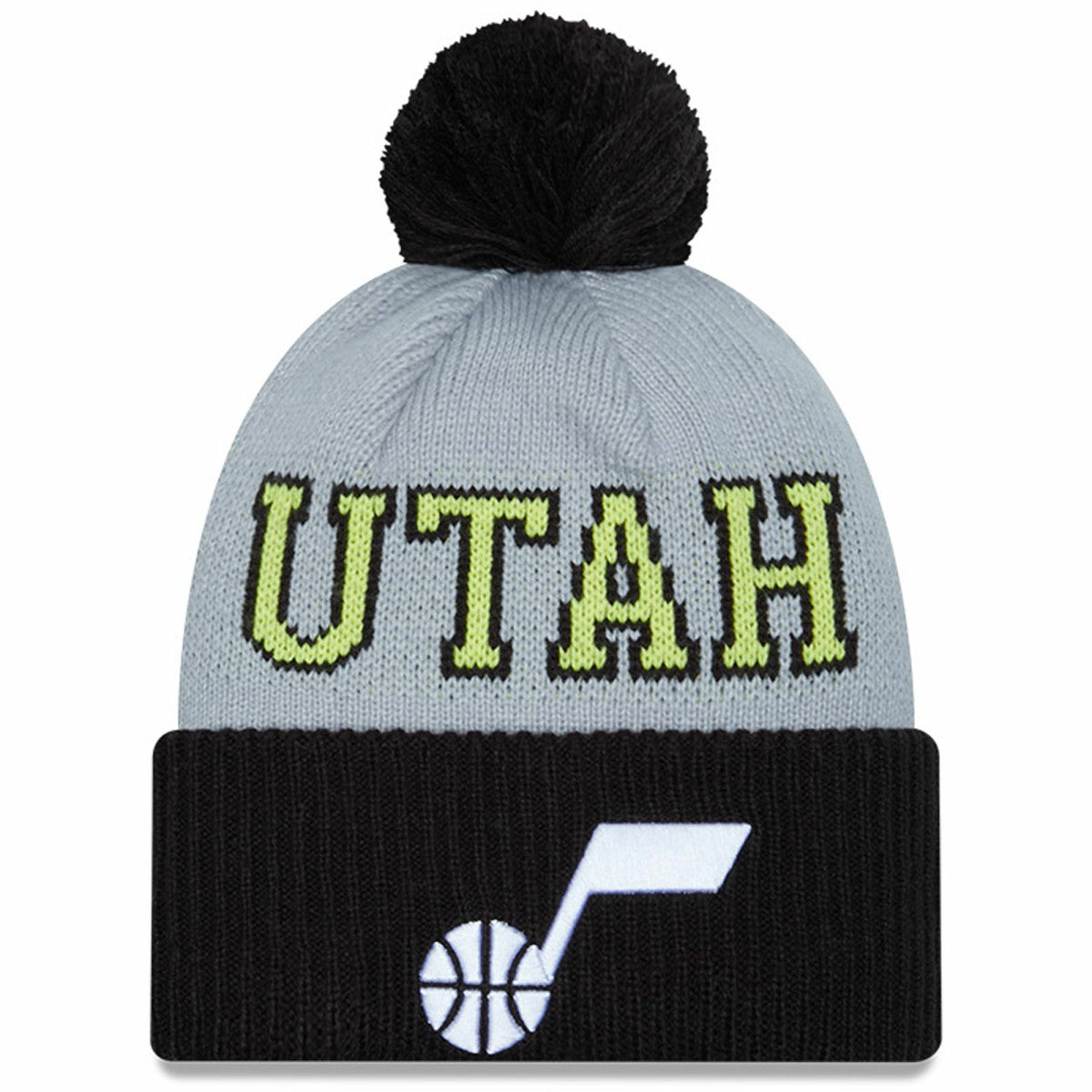 Utah Jazz Tip-Off Two-Tone Cuffed Knit Hat with Pom - Black/Gray on sale