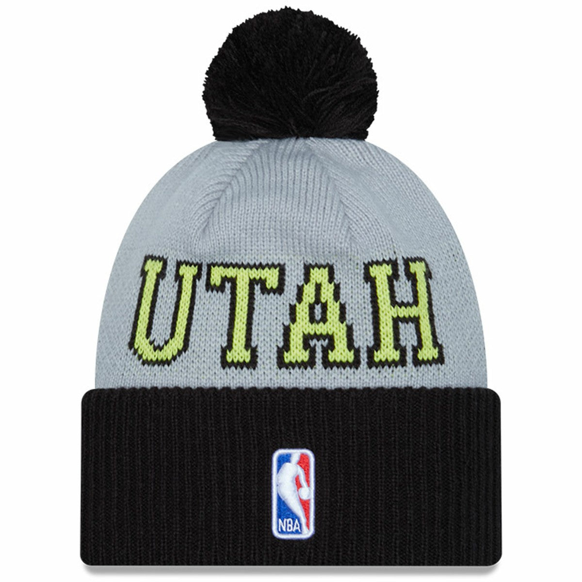Utah Jazz Tip-Off Two-Tone Cuffed Knit Hat with Pom - Black/Gray on sale