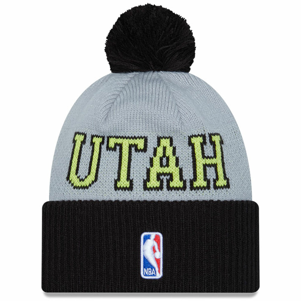 Utah Jazz Tip-Off Two-Tone Cuffed Knit Hat with Pom - Black/Gray on sale