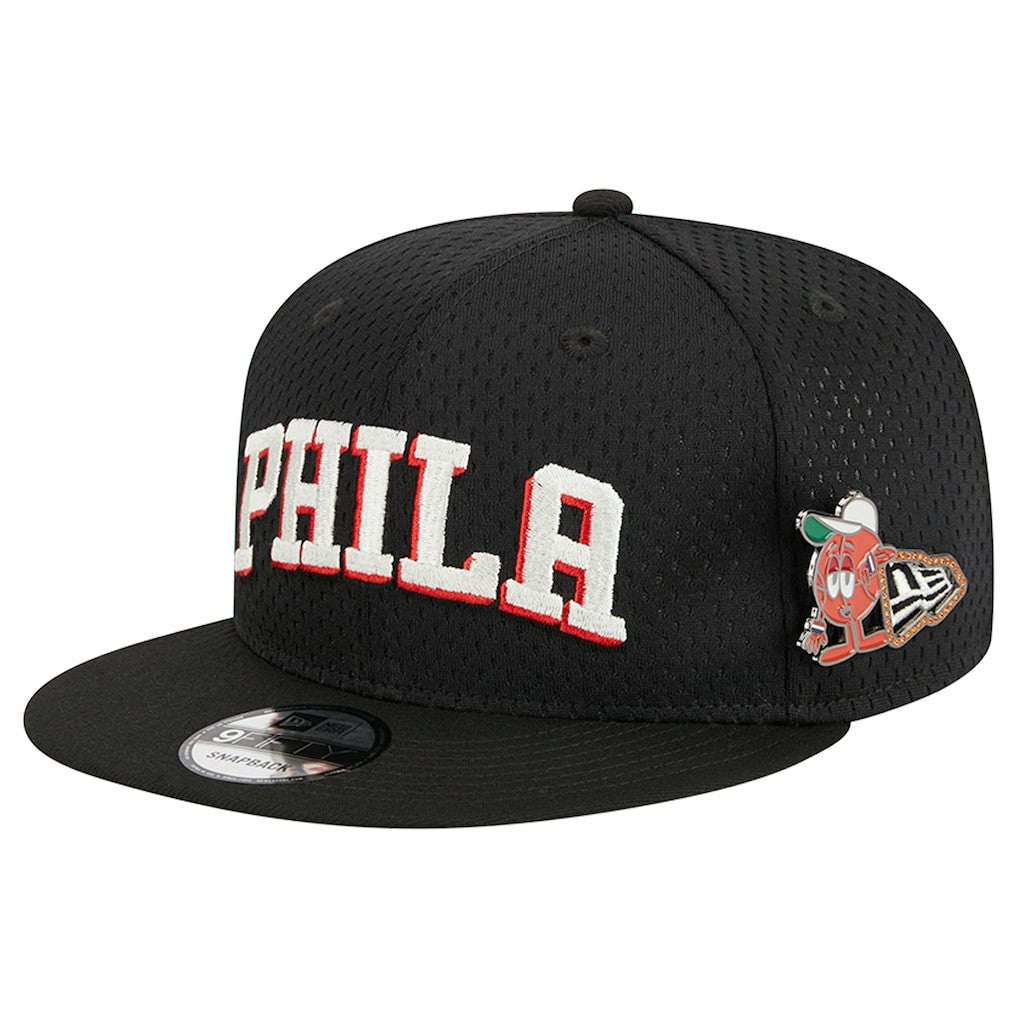 Philadelphia 76ers Post-Up Pin Mesh 9FIFTY Snapback Hat - Black sale