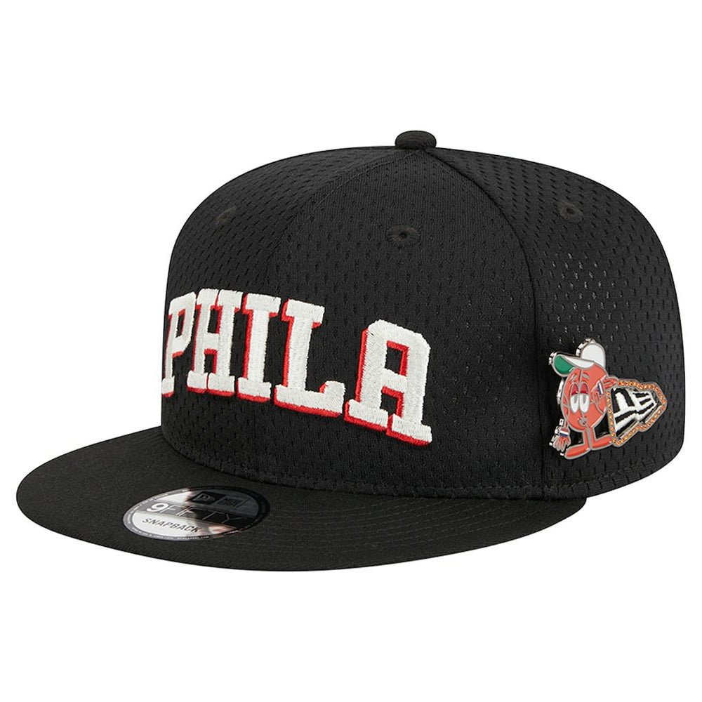 Philadelphia 76ers Post-Up Pin Mesh 9FIFTY Snapback Hat - Black sale