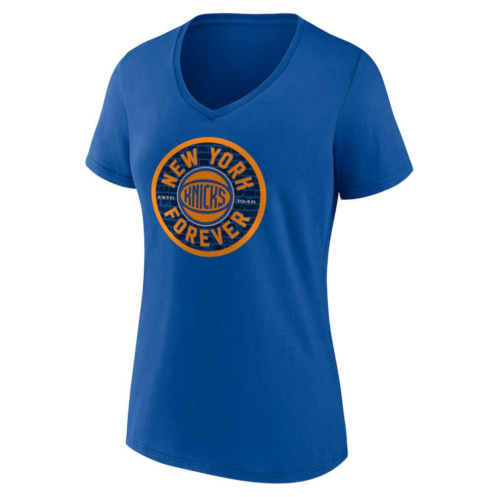 New York Knicks Women's Huddle V-Neck T-Shirt - Blue on sale