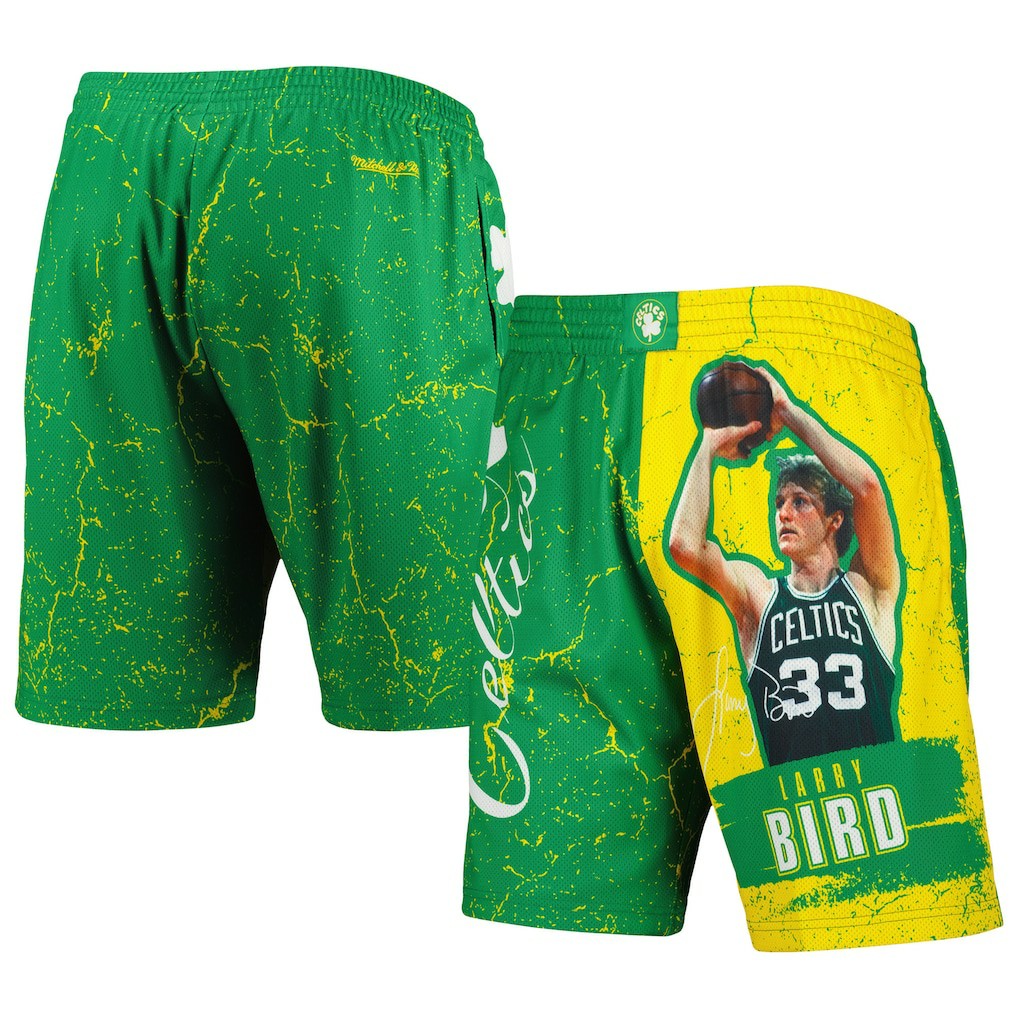 Larry Bird Boston Celtics Hardwood Classics Player Burst Shorts - Kelly Green shop