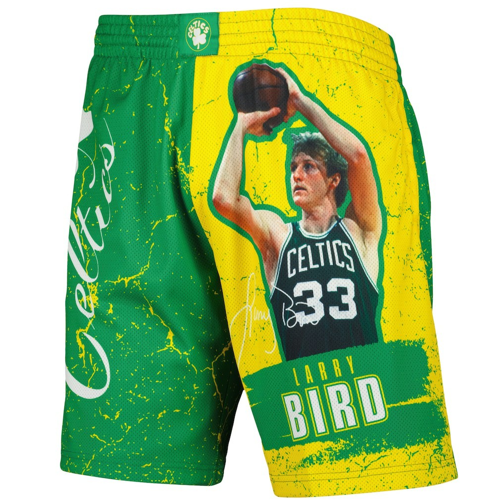 Larry Bird Boston Celtics Hardwood Classics Player Burst Shorts - Kelly Green shop