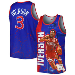 Allen Iverson Philadelphia 76ers 1996-97 Hardwood Classics Player Burst Tank Top - Royal online