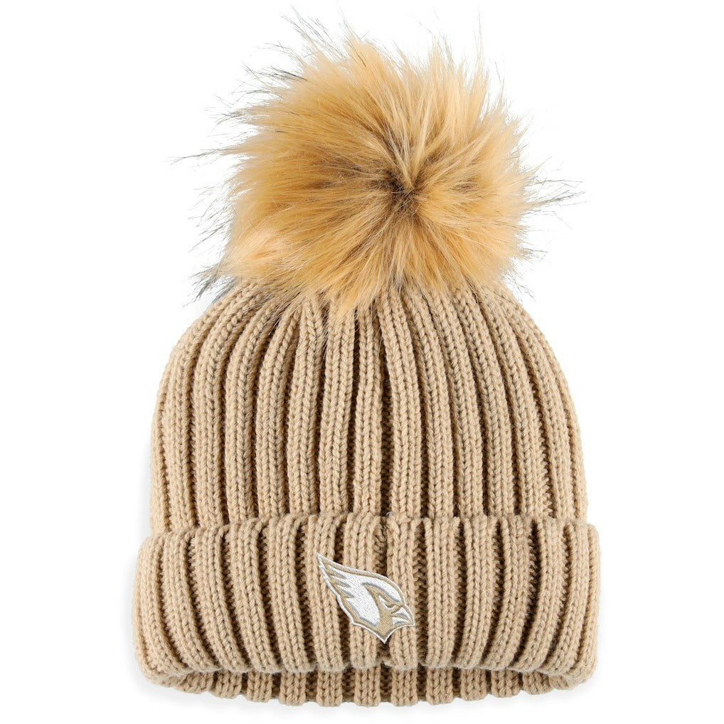 Arizona Cardinals WEAR by Erin Andrews Women's Neutral Cuffed Knit Hat with Pom - Natural sale